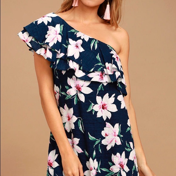 Lulus One Shoulder Ruffle Mini Dress - Picture 1 of 3